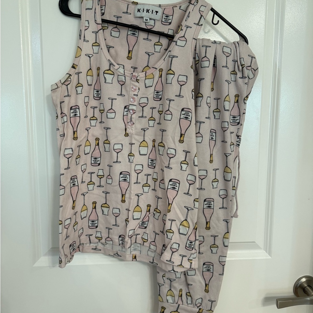 KIKIT Pink Wine Glass Pajama Set